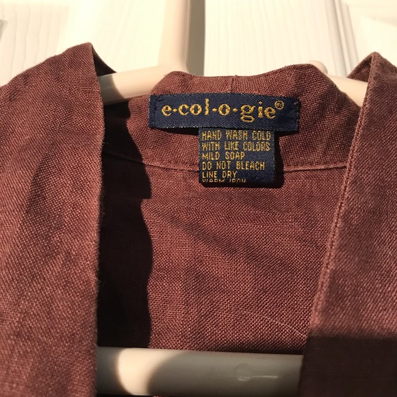 Brown linen button down tank - Picture 2 of 4